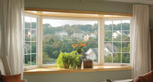 Home interior with East pro Series windows featuring a bay window