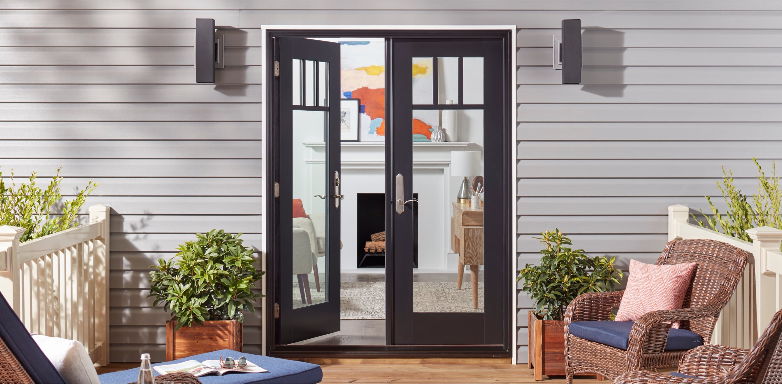 Exterior Black MIRA In-Swing Swinging Patio Door
