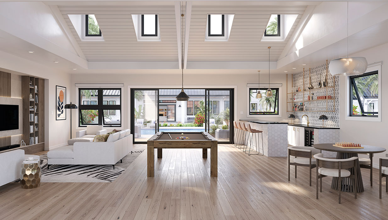 Interior Black West Pro 700 Awning Windows and 960 Bi-parting Patio Door