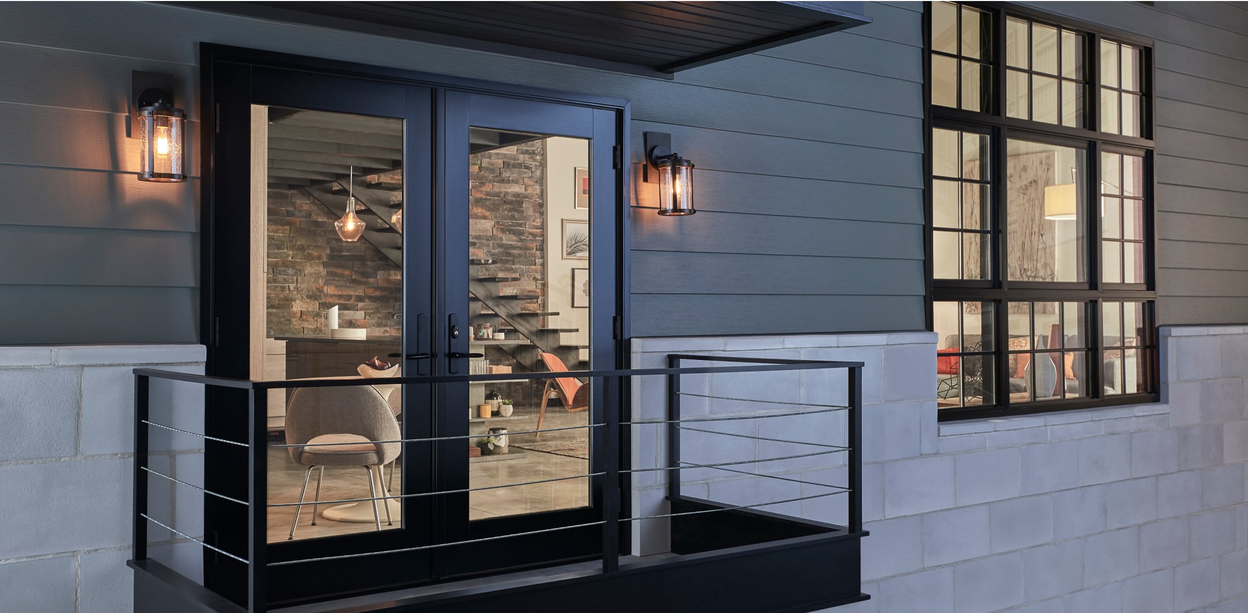 Black Exterior Mira French Out-Swing Patio Door