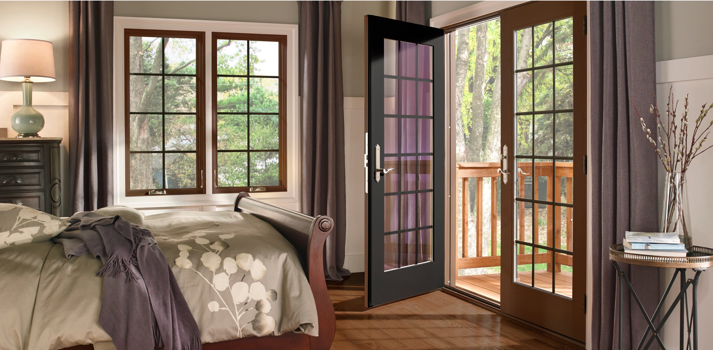 MIRA French In-Swing Patio Door with Colonial Grilles Interior View