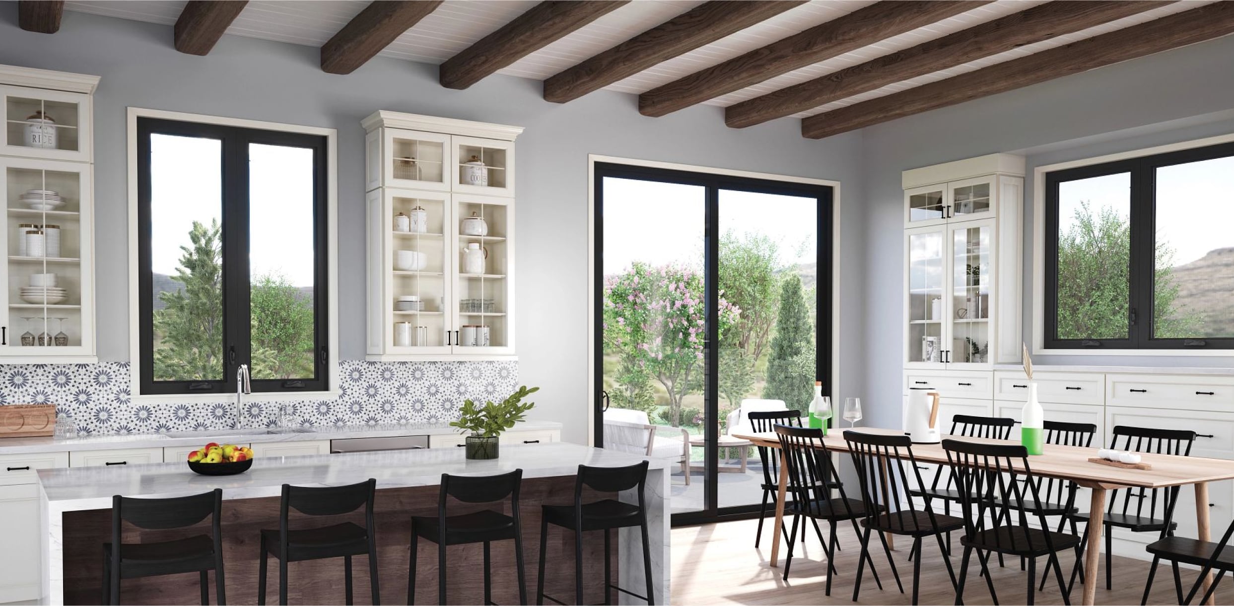 Black Interior West Pro 700 Twin Casement Windows