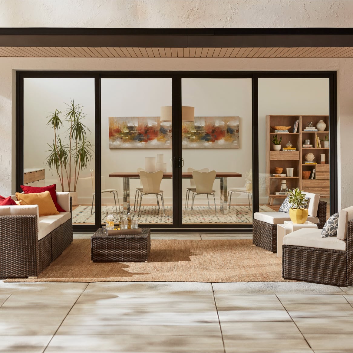 Home Exterior with a 4-Panel Vinyl Patio Doors