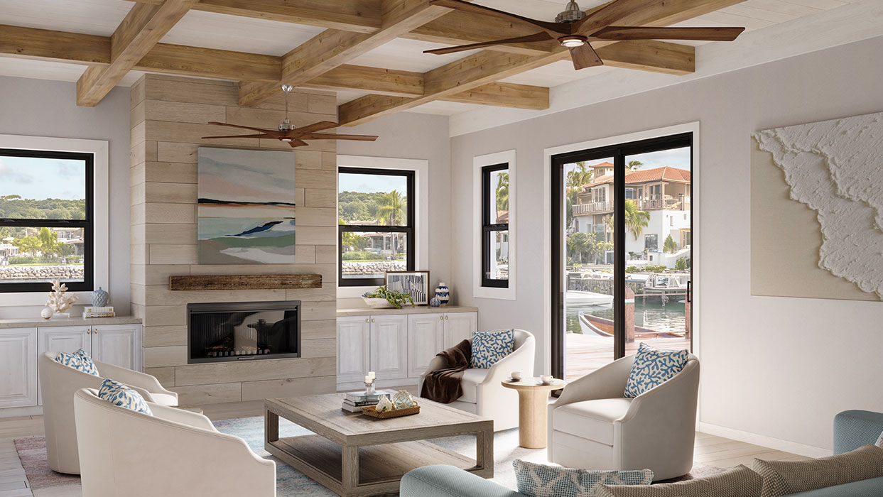 1500 Vinyl Collection Black Coextruded Double Hung Windows and Sliding Patio Door